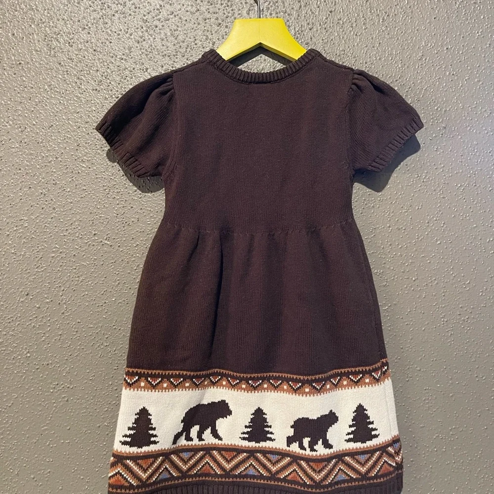 Gymboree Girls Intarsia Bear Sweater Dress - Montana Mountain - Brown